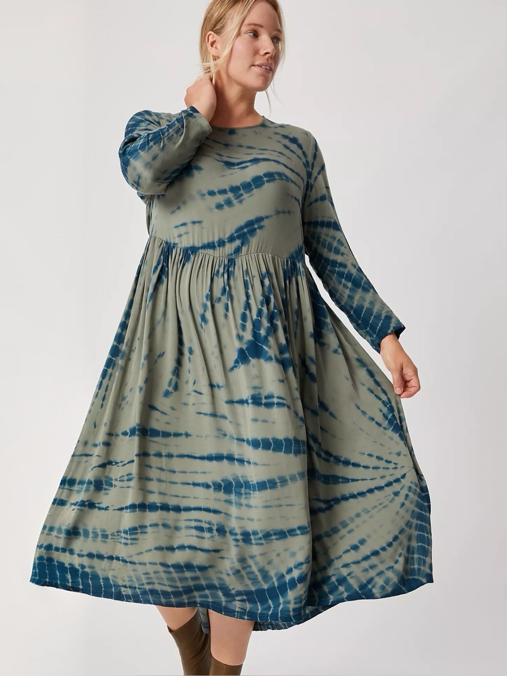 NWT Anthropologie Tie-Dye Jersey Maxi Dress Shibori Grey Blue Boho Indie S M